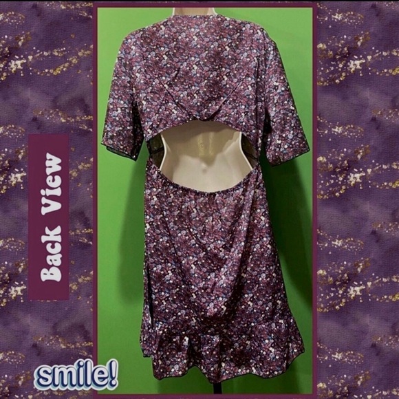 NWOT XL COTTAGECORE FALL DRESS FLORAL BACK CUTOUT & RUFFLE HEM - Picture 3 of 13
